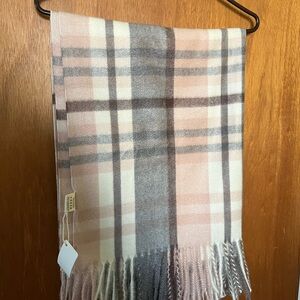 Pretty Persuasions Cream, Gray and Pale Pink Cozy Blanket Scarf